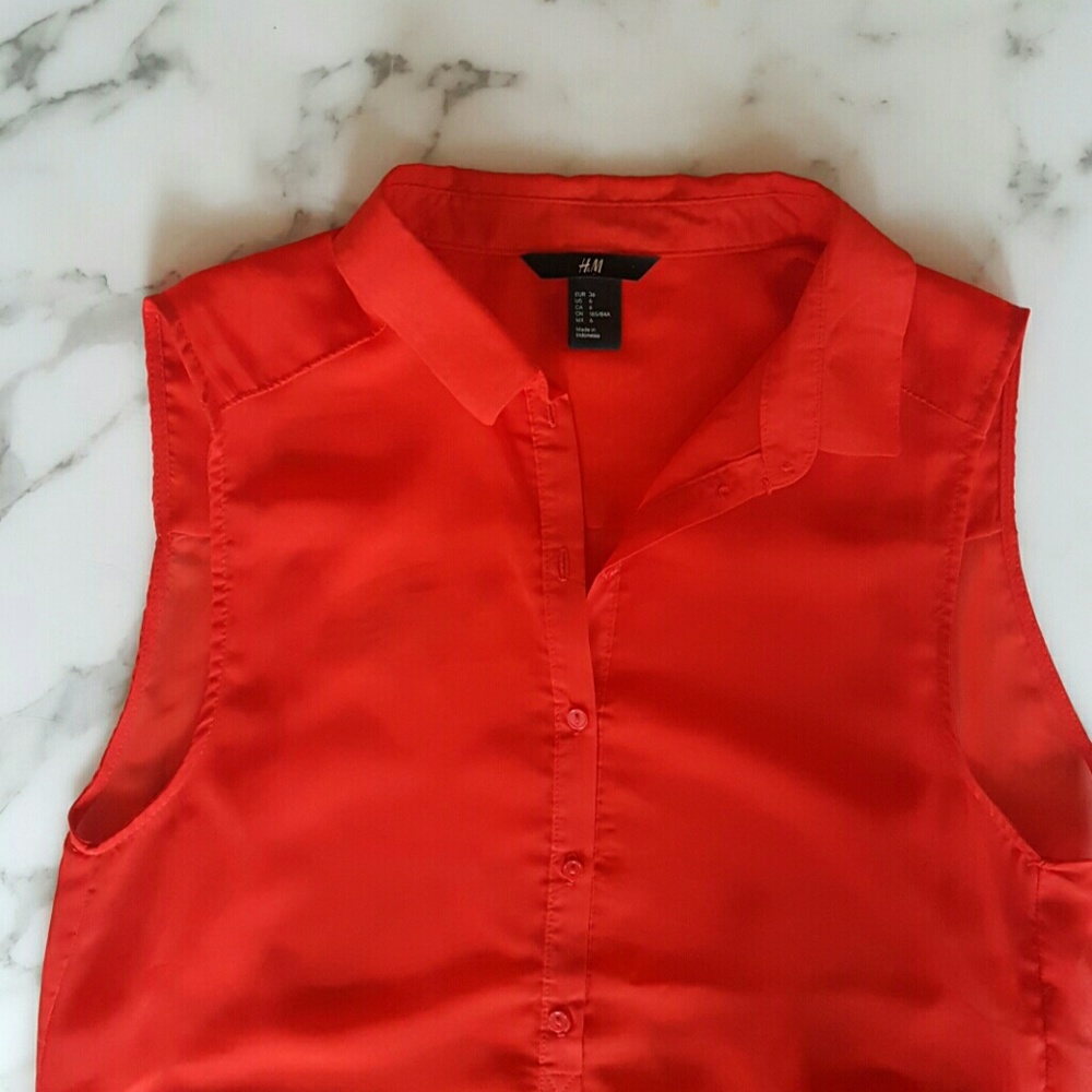 H&M Sheer Red Blouse
